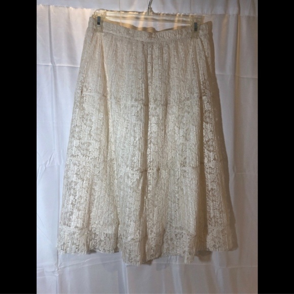 NEW $365‎ SEE BY CHLOÉ micro-pleat lace skirt Natural White [ SZ 44 ] - Picture 3 of 8